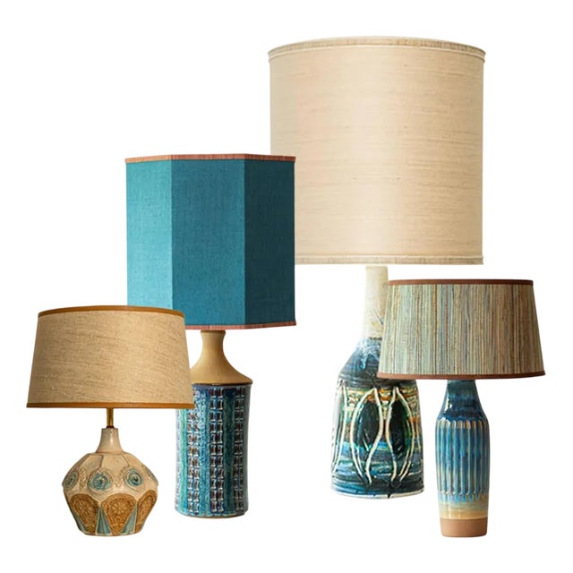 Blue Brown Ceramic Table Lamps attributed to R. Houben, 1970 For Sale