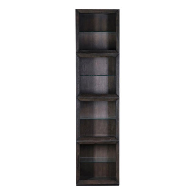 Narrow Ebony & Espresso Display Shelf / Bookcase For Sale