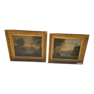 Roman Views, 19th Century, Oil Paintings, Framed, Set of 2 For Sale