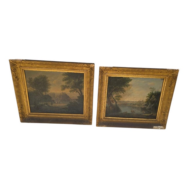 Roman Views, 19th Century, Oil Paintings, Framed, Set of 2 For Sale