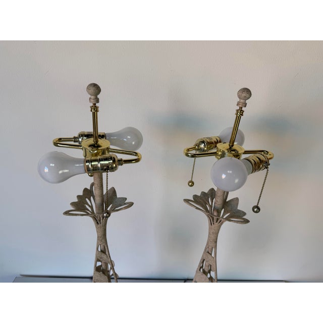 1980s 1980s Frederick Cooper Organic Modern Table Lamps With Shades – A Pair For Sale - Image 5 of 11