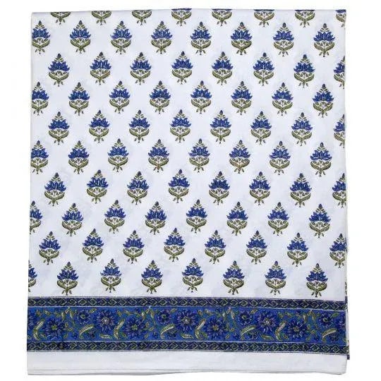 Not Yet Made - Made To Order Blossom Queen Bed Blue Fitted Sheet For Sale - Image 5 of 6