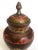Metal Vintage Mid Century India Brass Incised Multicolor Enamel Incense Urn Lidded Jar For Sale - Image 7 of 13