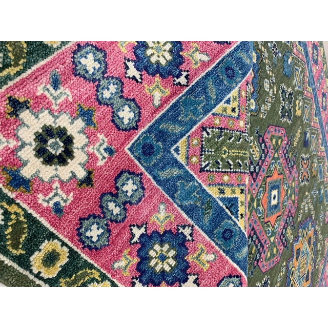 Textile 8x10 Penelope Kazak Green Geometric Modern Hand Knotted Wool Carpet Rug For Sale - Image 7 of 10