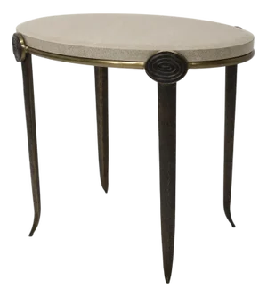 Bronze and Marble Medallion Side Table Attributed to Tom Corbin