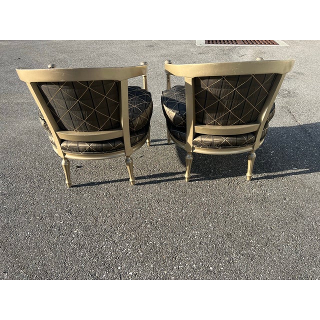 French Louis XVI Style Provincial Carved Frame Armchairs - a Pair For Sale In West Palm - Image 6 of 7