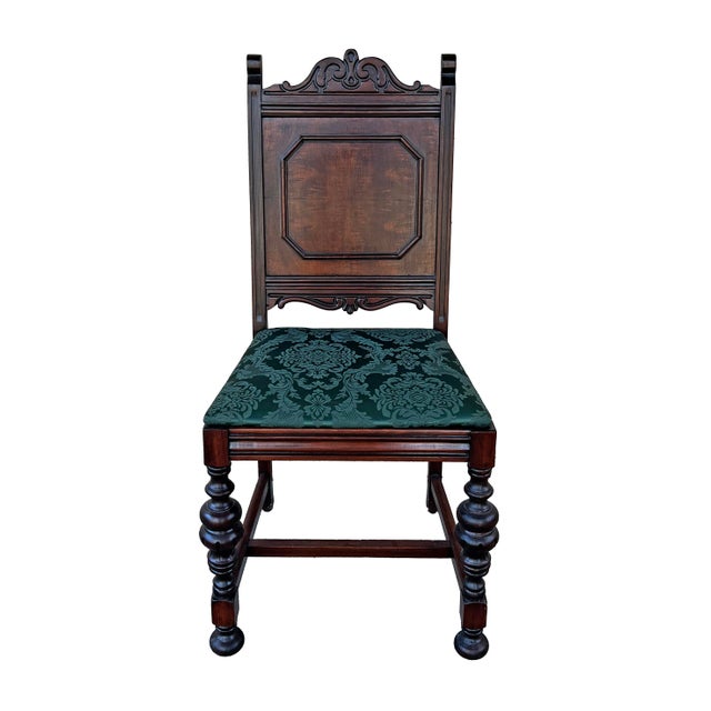 1940's Jacobean Style Dining Chairs - Set of 6 For Sale In Atlanta - Image 6 of 9