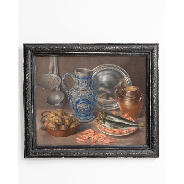 Wood Mid 20th Century Belgium Black Wood Painting For Sale - Image 7 of 15