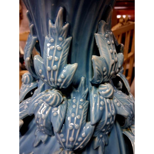 Large Baluster-Shaped Vase in Turquoise Blue Glazed Maises Ceramic, 1920s For Sale - Image 6 of 8