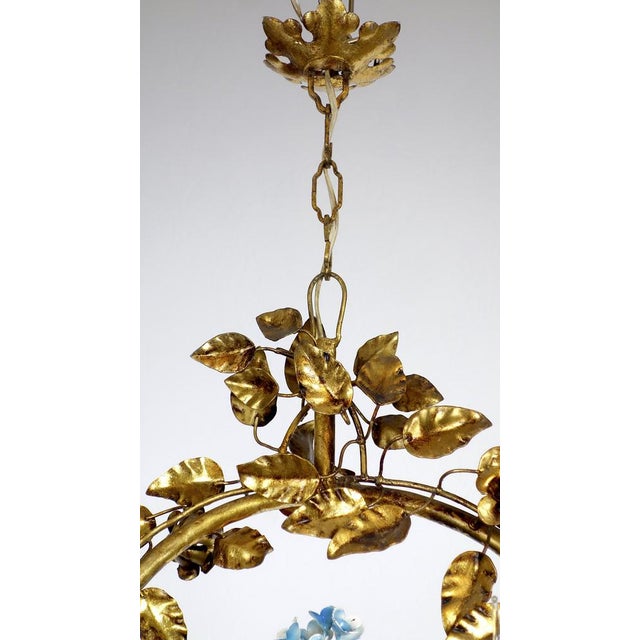 Gold-Plated Metal Flowers Wall Light, 1940s For Sale - Image 13 of 18