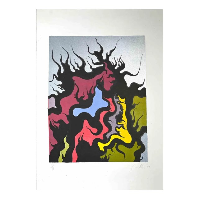 Luigi Boille, Composition, Original Screen Print, 1971 For Sale