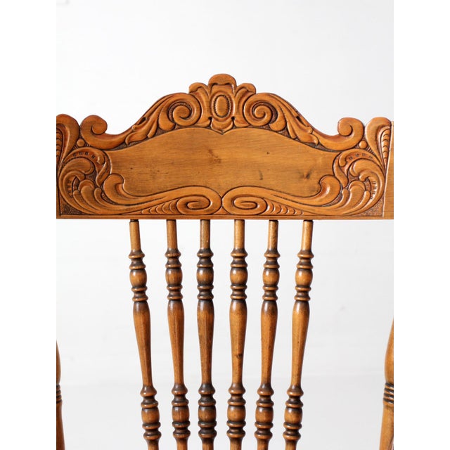 Brown Antique Victorian Pressed Back Cane Seat Chairs Pair For Sale - Image 8 of 17