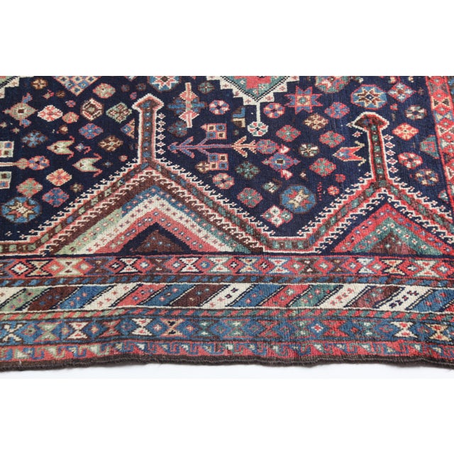 Antique Deep Indigo Field Tribal Rug With Triple Medallions – Circa 1880–1900 -5' 1'' X 8' 2'' For Sale - Image 12 of 13