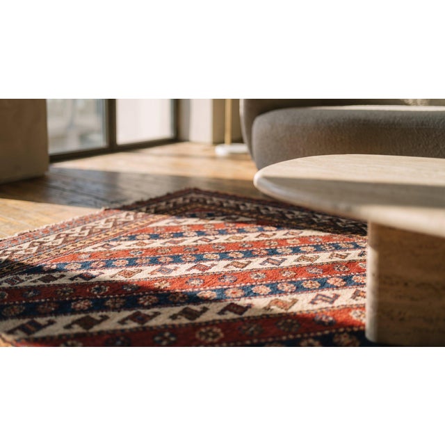 Extraordinary Ivory and Red Color With Symmetrical Design Antique Caucasian Shirvan Runner Rug For Sale - Image 13 of 15