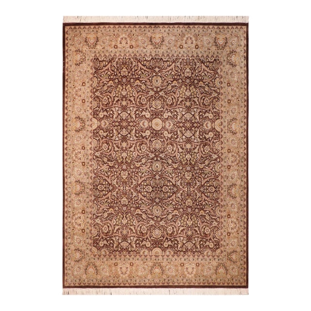 Elegant Pak-Persian Brown/Green Wool Rug - 8'0'' X 10'2'' For Sale