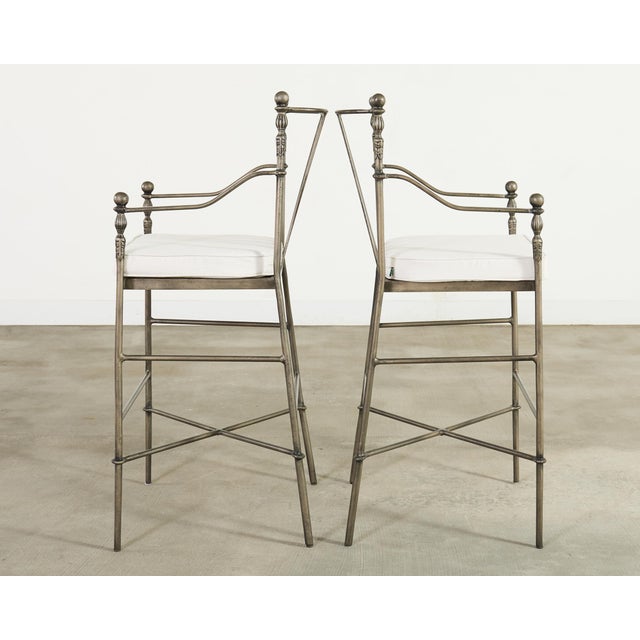 Metal Set of Three Michael Taylor Designs Montecito Garden Barstools For Sale - Image 7 of 18