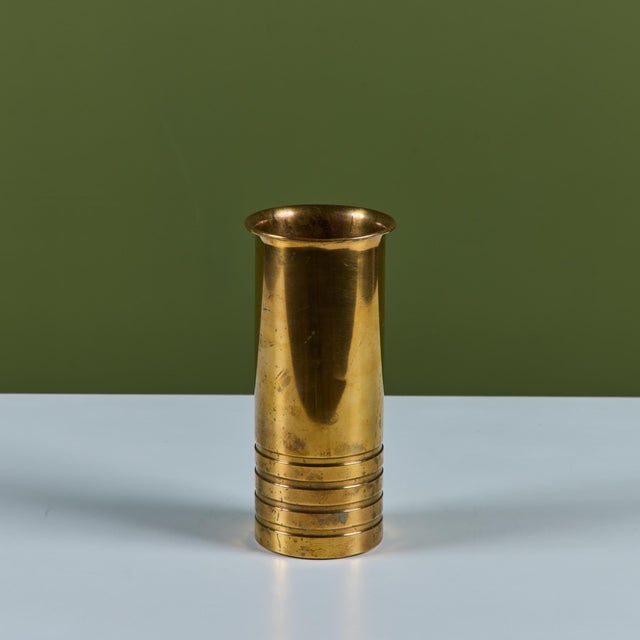 Walter Von Nessen Brass Vase by Walter von Nessen for Chase For Sale - Image 4 of 10