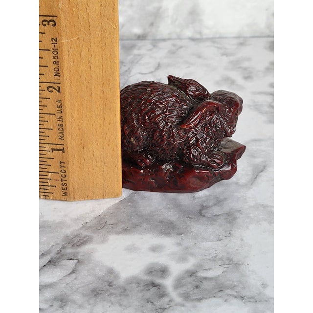 Mid 20th Century Red Boxwood Japanese Netsuke Rabbit For Sale - Image 9 of 10