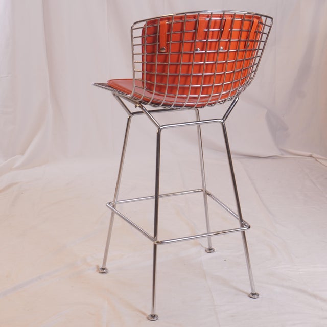 Mid-Century Modern Knoll Bertoia Bar Stools Designed by Harry Bertoia With Cushion, Set of 3 For Sale - Image 3 of 11