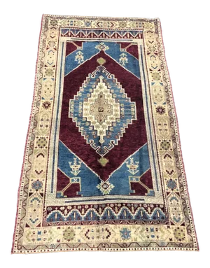 Brown Red and Tan Turkish Traditional Vintage Area Rug 4′7″ × 8′8″