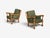 1970s Henning Kjaernulf Style, Lounge Chairs, Oak, Fabric, Denmark, 1970s For Sale - Image 5 of 12