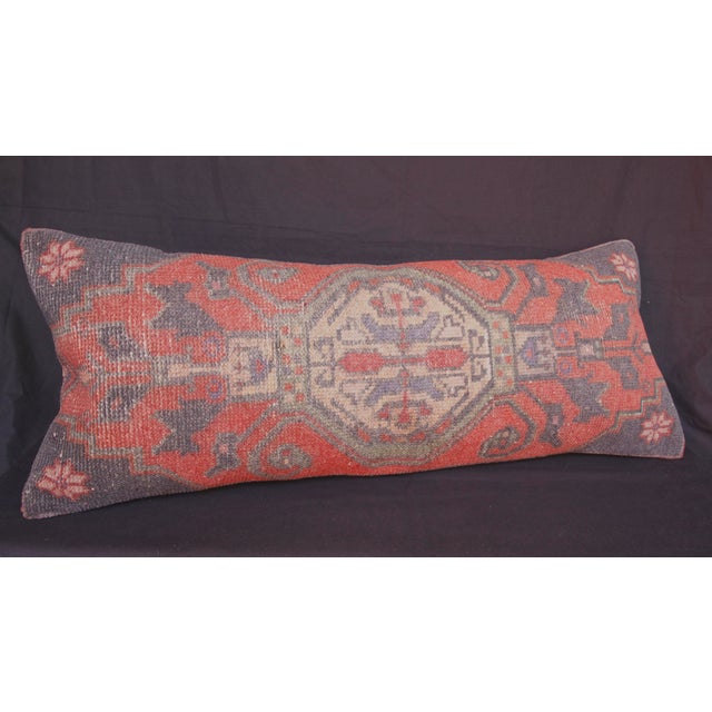 Antique-Style Turkish Oushak Rug Pillow – Handwoven Tribal Lumbar Cushion -15'' X 17'' For Sale - Image 10 of 12