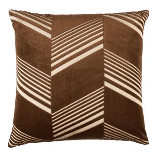 Schumacher x Victor Glemaud Jessie Cut Velvet 22" Pillow In Sable For Sale