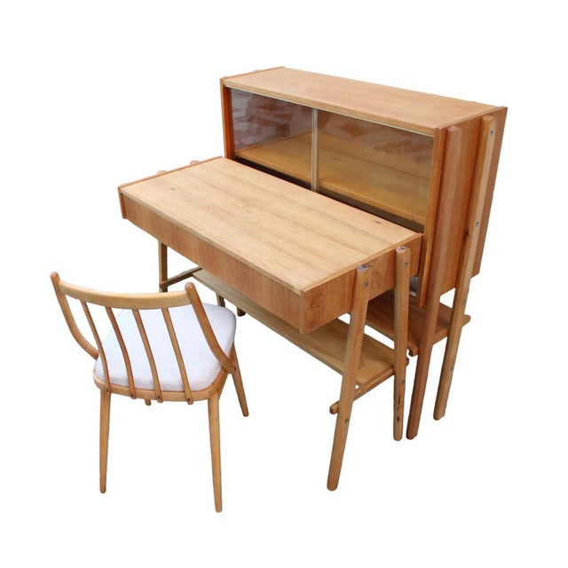 Mid-Century Writing Commode, Bookshelf and Chair, 1970s, Set of 3 For Sale - Image 10 of 10