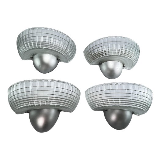 Art Deco Glass Wall Lamps from Holophane France, 1940s For Sale