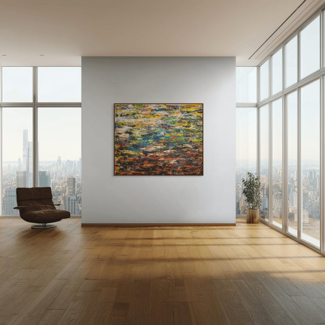 Martin Reyna Contemporary Abstract Oil on Canvas Painting "Paysage (Ref 18085)" by Martin Reyna For Sale - Image 4 of 4