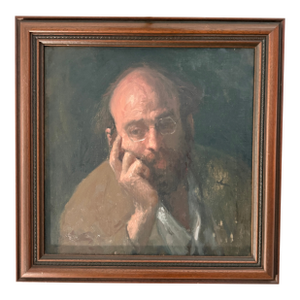 Original Signed George Weissbort (1928–2013) Oil Portrait of a Gentleman With Gallery Light