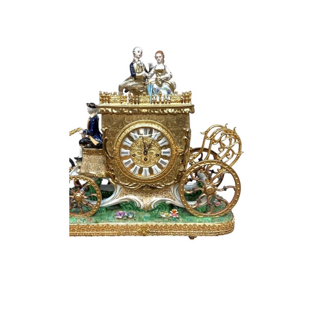 Early 20th Century Antique Franz Hermle Monumental Capodimonte Style Vienna Porcelain Sculpted Mantel Clock/Centerpiece For Sale - Image 5 of 17