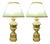 Antique Gilded Pendant Lamps with Lampshades, Set of 2 For Sale