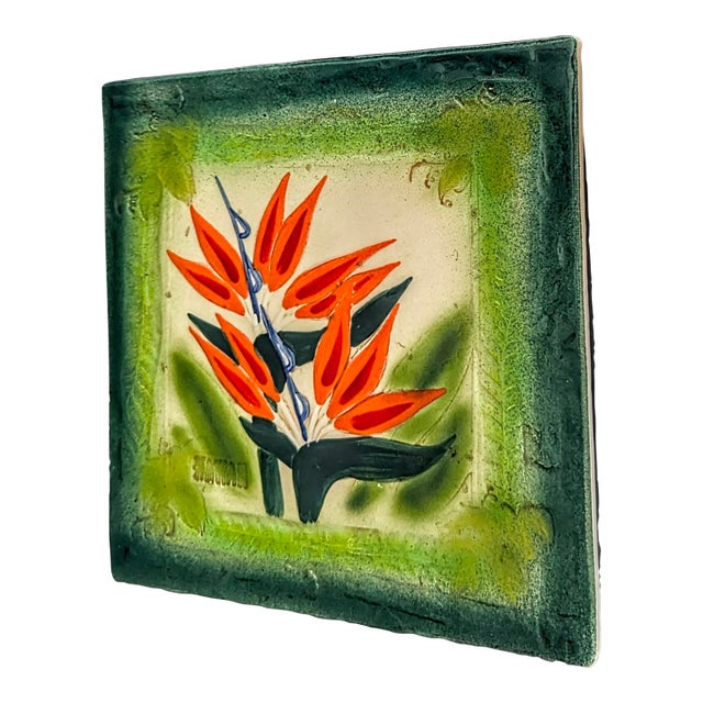 '90s Hawaiian Handcrafted Tile, Bird of Paradise For Sale