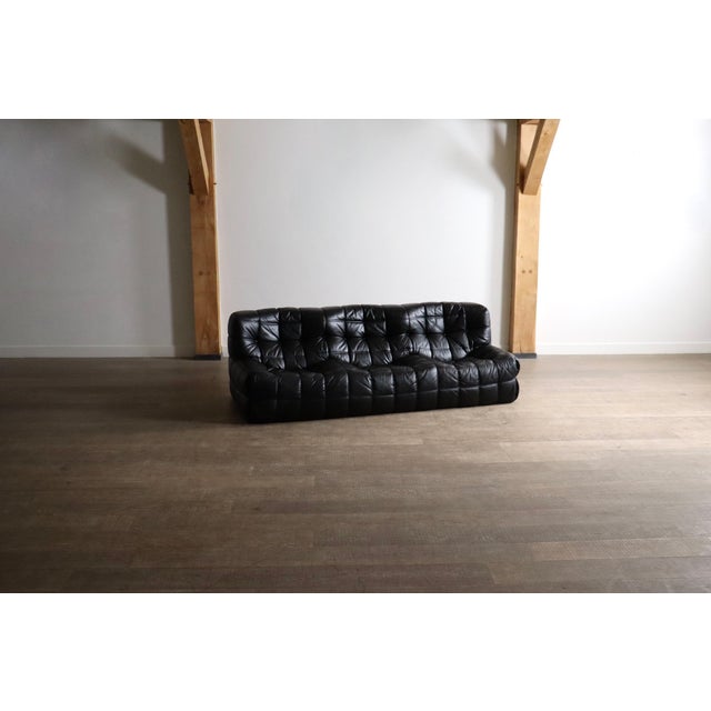 Kashima Three Seater Sofa in Black Leather by Michel Ducaroy for Ligne Roset, 1970s For Sale - Image 6 of 15