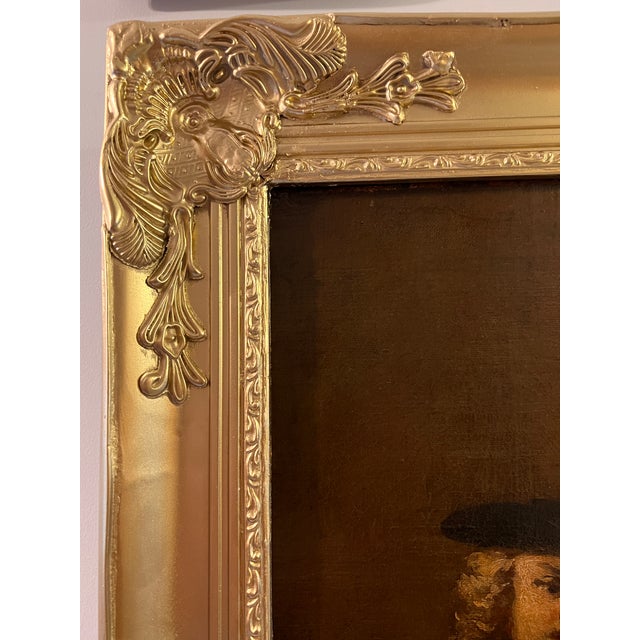 Late 18th Century Original Antique Oil Painting in Canvas, Genre Scene, Gold Frame For Sale - Image 4 of 12