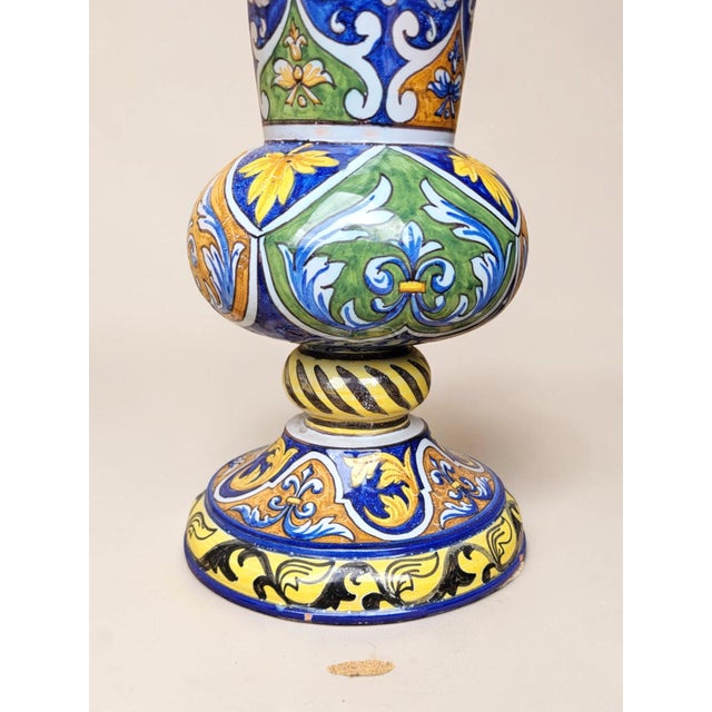 20th Century Funnel-Shaped Earthenware Vase from Nevers, 1890s For Sale - Image 3 of 10