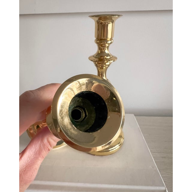 Brass Vintage Baldwin Solid Brass Candlesticks, Pair, Usa, Late 20th Century For Sale - Image 8 of 9