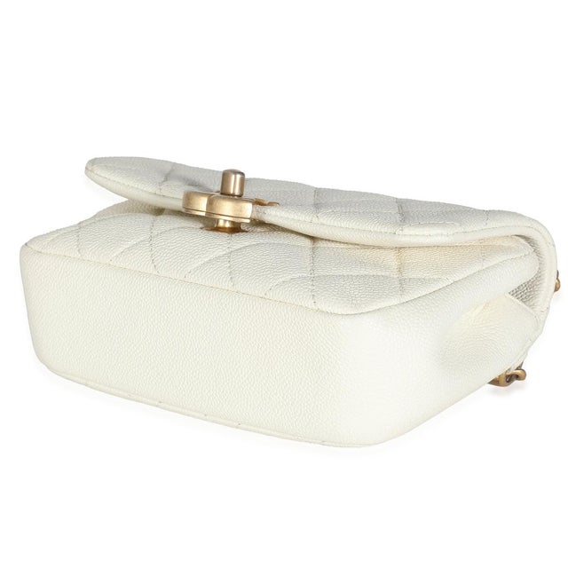 White Quilted Caviar Chain Melody Waist Belt Bag For Sale In New York - Image 6 of 7