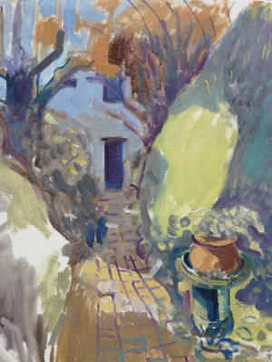 French Garden Path, Oil Painting