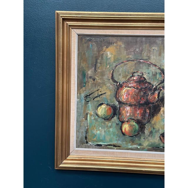 Original Oil on Canvas – “Still Life with Copper Kettle” by Unknown Artist – Signed & Dated 1967 – Vintage & Framed – 64 ×...