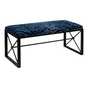 Scalamandre Maison by Port 68 Medallion Black with Le Tigre Blue Double Bench