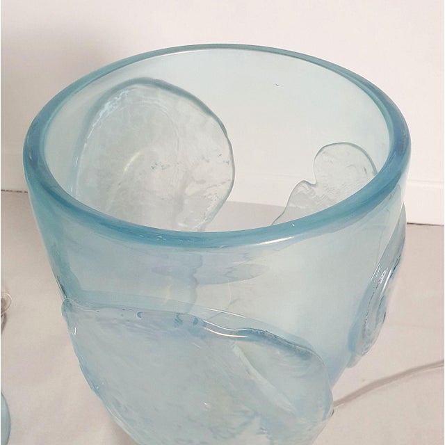 Mid Century Blue Murano Style Glass Lamps - a Pair For Sale - Image 11 of 12