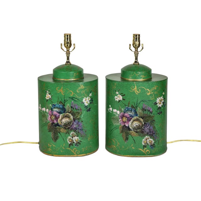 A Pair Vintage English Export Chinoiserie Style Tea Caddy Lamp For Sale - Image 11 of 11