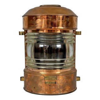 Mid-Century Modern German Naval Navigation Lantern in Copper with Fresnel Lens, 1950s For Sale