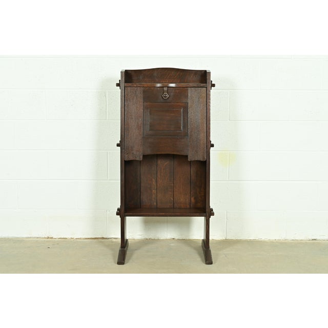 A rare and exceptional antique Mission or Arts & Crafts period "Chalet" drop front secretary desk By Gustav Stickley USA,...
