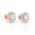 Enhance your style with the delicate shimmer of these extreme light aquamarine oval halo stud earrings. Featuring a pale,...
