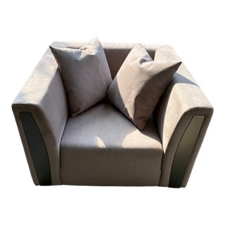 Suede Armchair in the Style of Minotti’s Suitcase Collection For Sale
