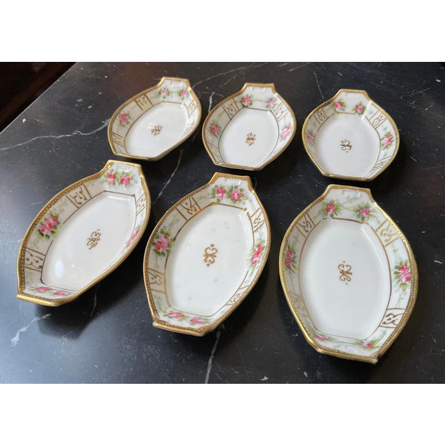 Antique Handpainted Nippon Porcelain Salt Cellars, Set of Six For Sale - Image 13 of 17