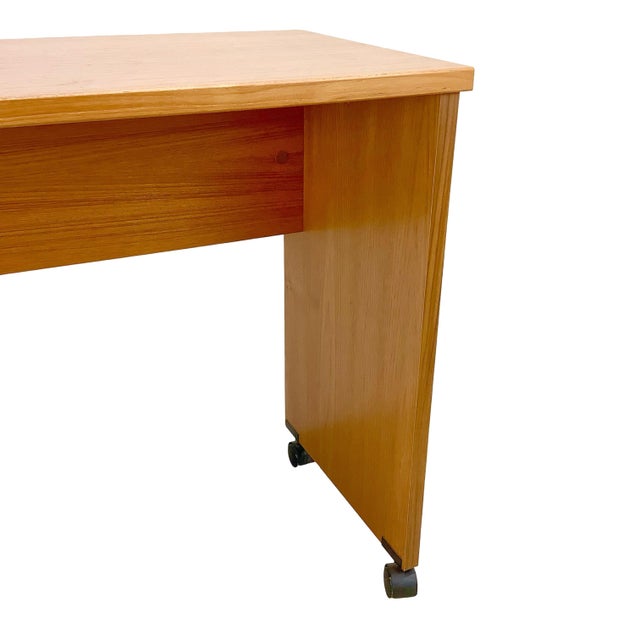 Vintage Mid-Century Modern Teak Rolling Desk or Console Table For Sale - Image 10 of 18